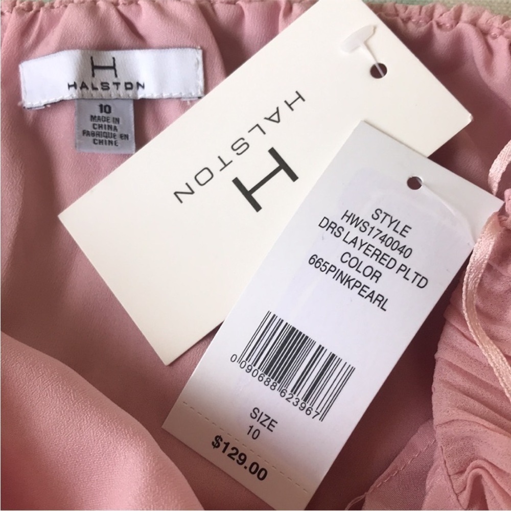 H by Halston Pleated Halter Midi Dress Pink Pearl Backless 10 NWT - Picture 9 of 12